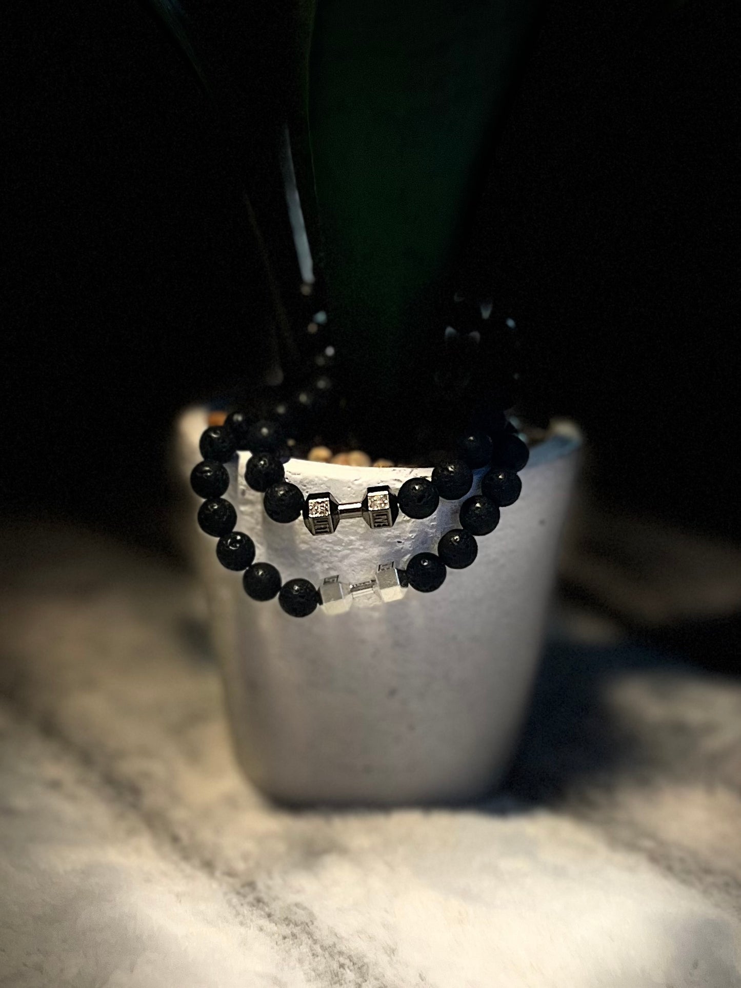 Black Crystal Lava Stone - Barbell | Rigid Texture