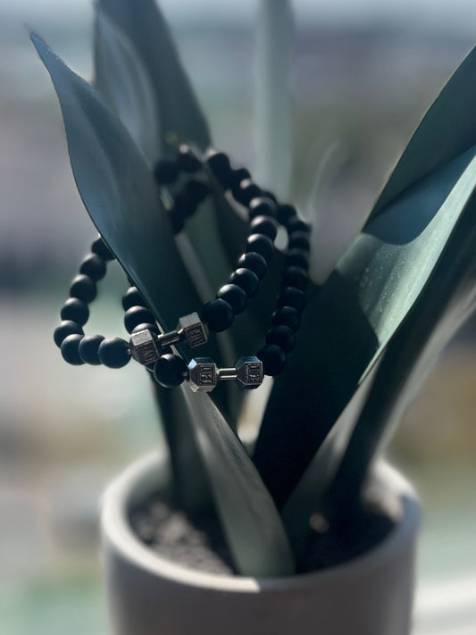 Black Crystal Lava Stone - Barbell | Smooth Texture